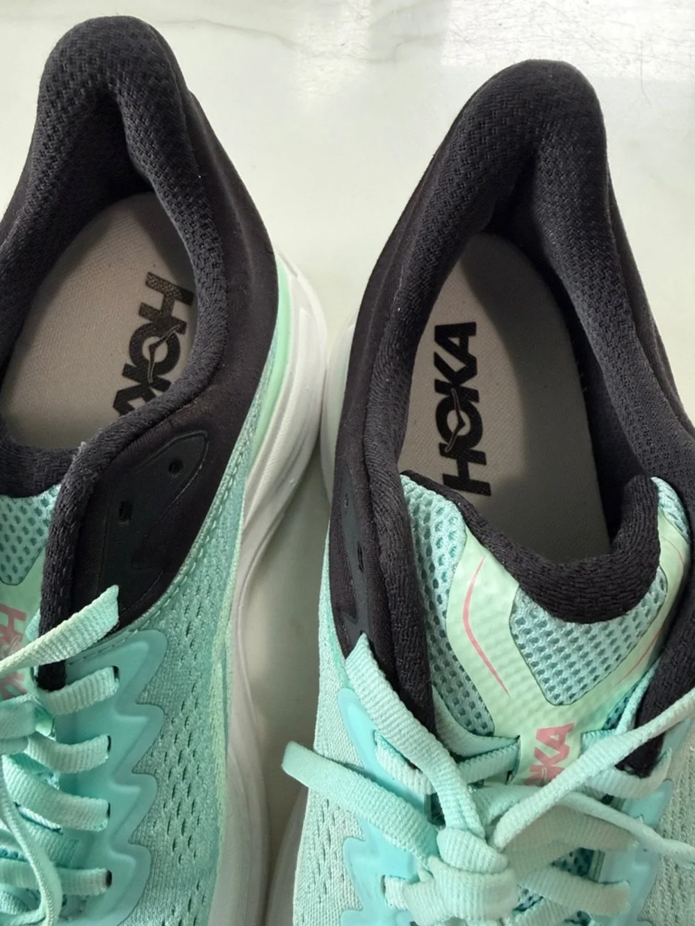 Hoka Women's Mint and Pink Road-Running Sneakers